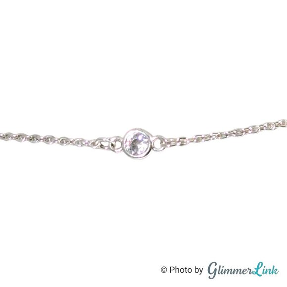 Ettika Minimalist Solo Crystal Silver Plater Chain Bracelet - Picture 3 of 10